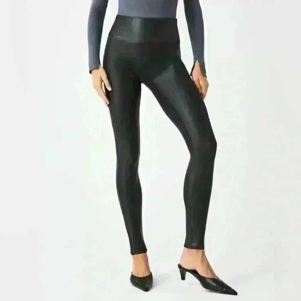 Women’s SPANX faux leather black leggings- Size Medium